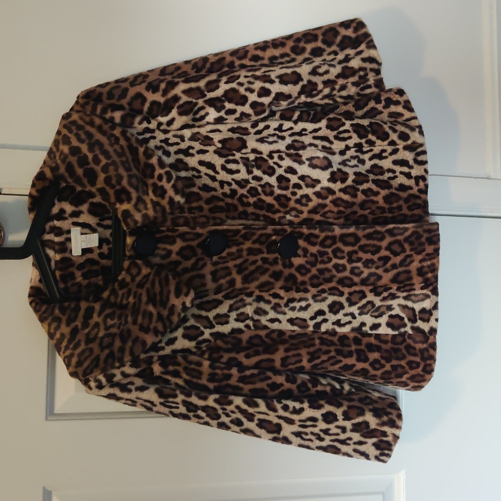 NWOT faux fur animal print jacket Chico's eco-friendly